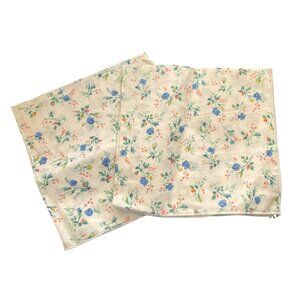 VTG Blue Floral Napkins (2) Blue White Orange STAINS Upcycle Crafting